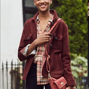 Roots Bordeau Wool Shacket in burgundy